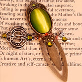 swarovski green crystals bookmark cats eye stone unique