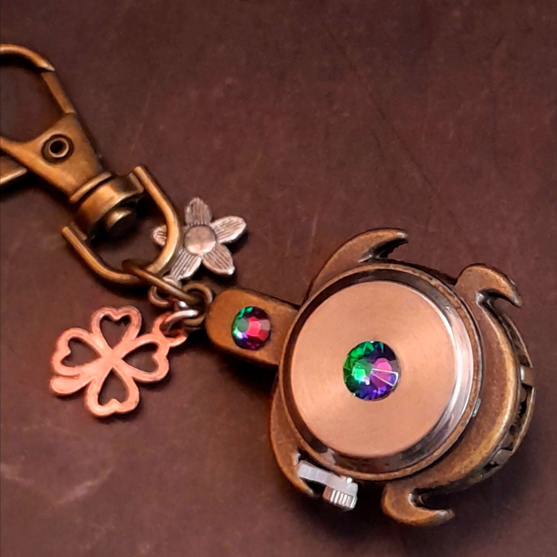 Turtle Clock Keychain Purse Charm