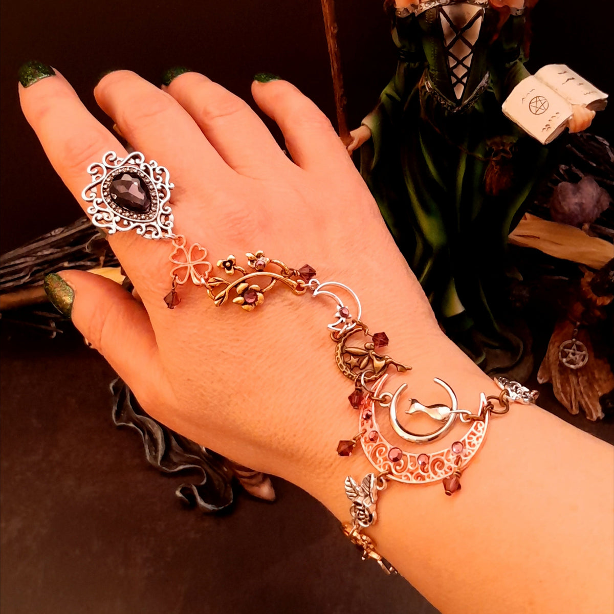 slave bracelet hand chain swarovski crystals