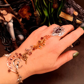 slave bracelet hand chain swarovski crystals  cat moon fairy