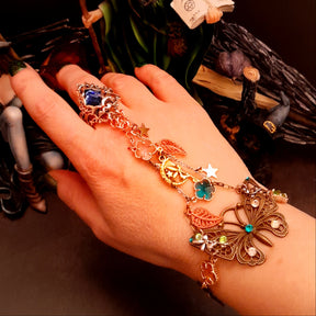 slave bracelet hand chain magical fantasy swarovski crystals butterfly fairy moon
