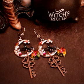 swarovski crystal earrings dangle cat moon keys