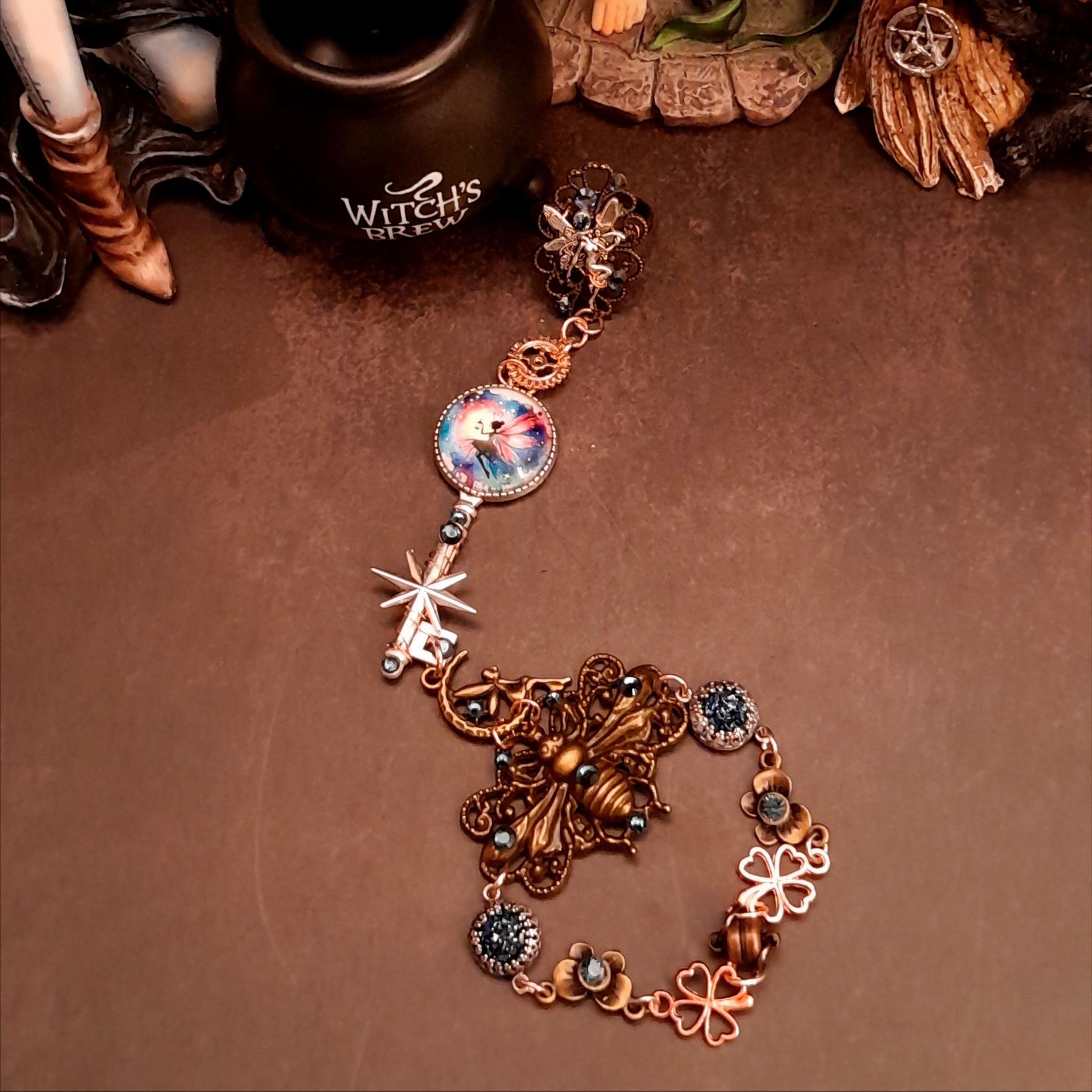 swarovski crystal hand chain slave bracelet key fairy bee