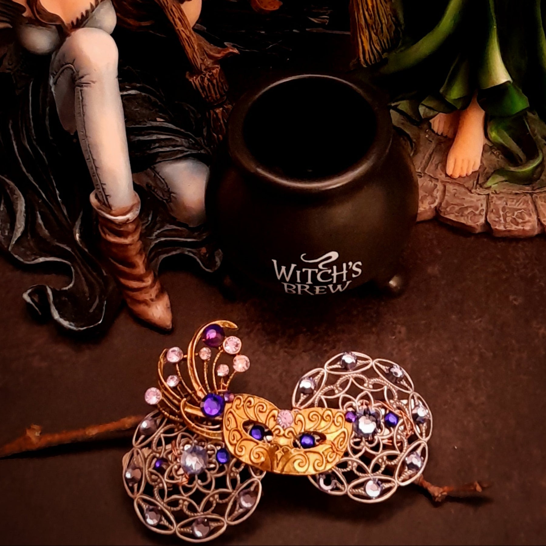 swarovski purple crystal masquerade mask hair clip fantasy magic hair jewelry