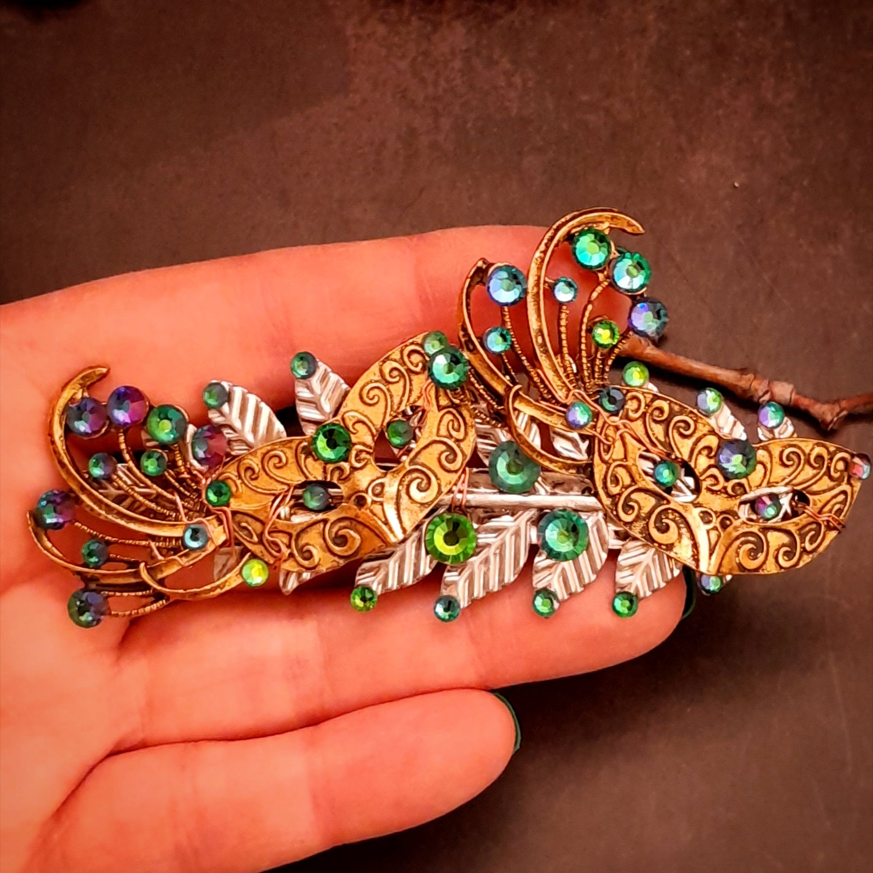 hair clip swarovski crystals masquerade mask magical hair jewelry