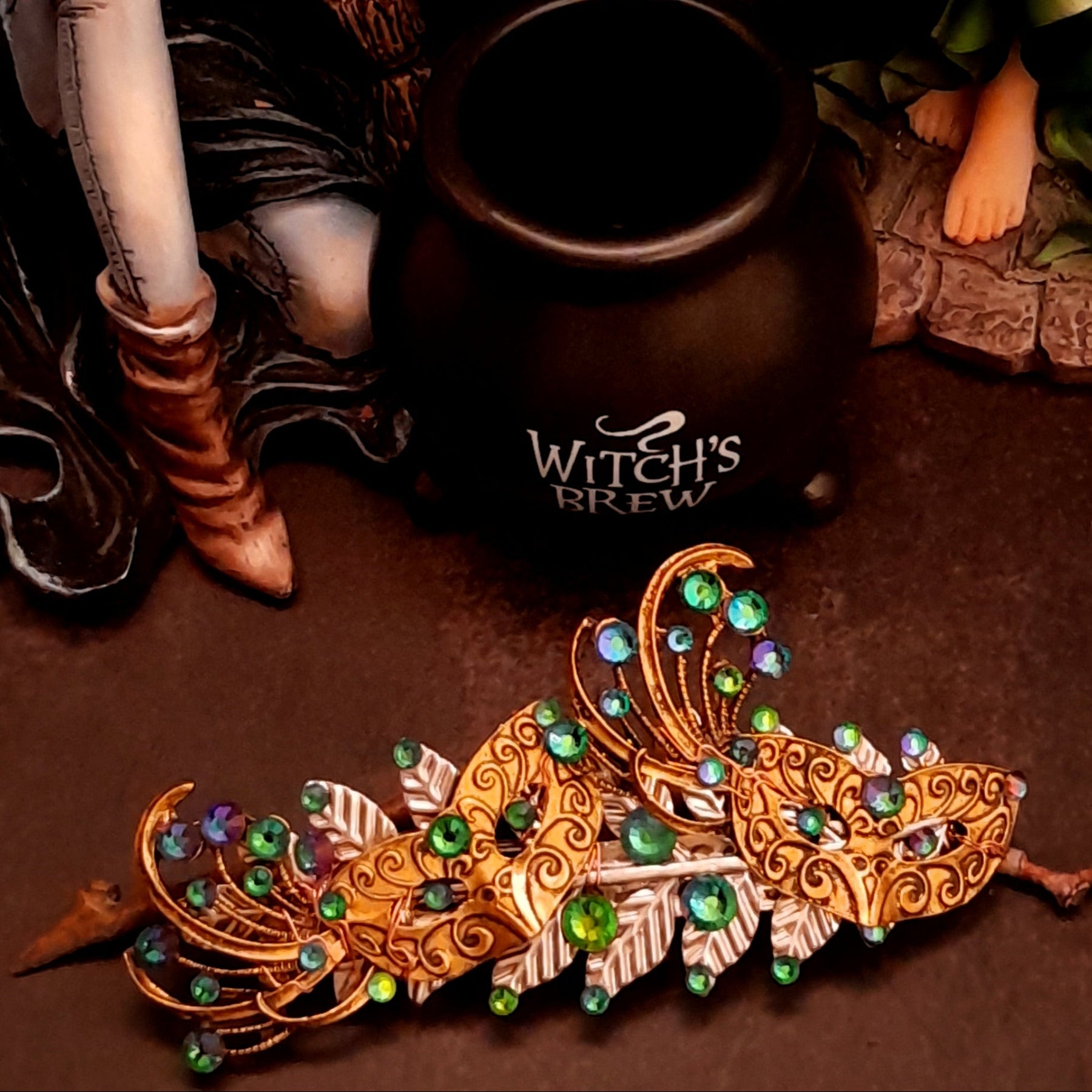 hair clip swarovski crystals masquerade mask fantasy magic