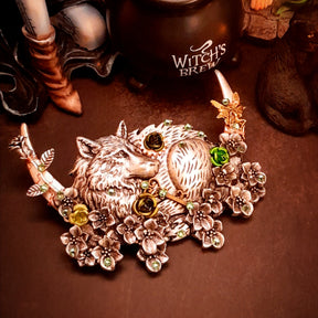 wolf hairclip swarovski crystals rose fairy hair jewelry