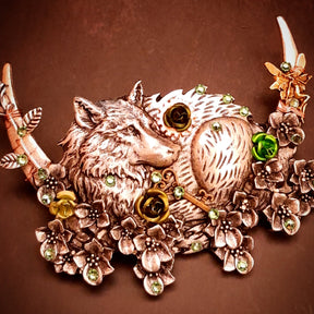 wolf hairclip swarovski crystals