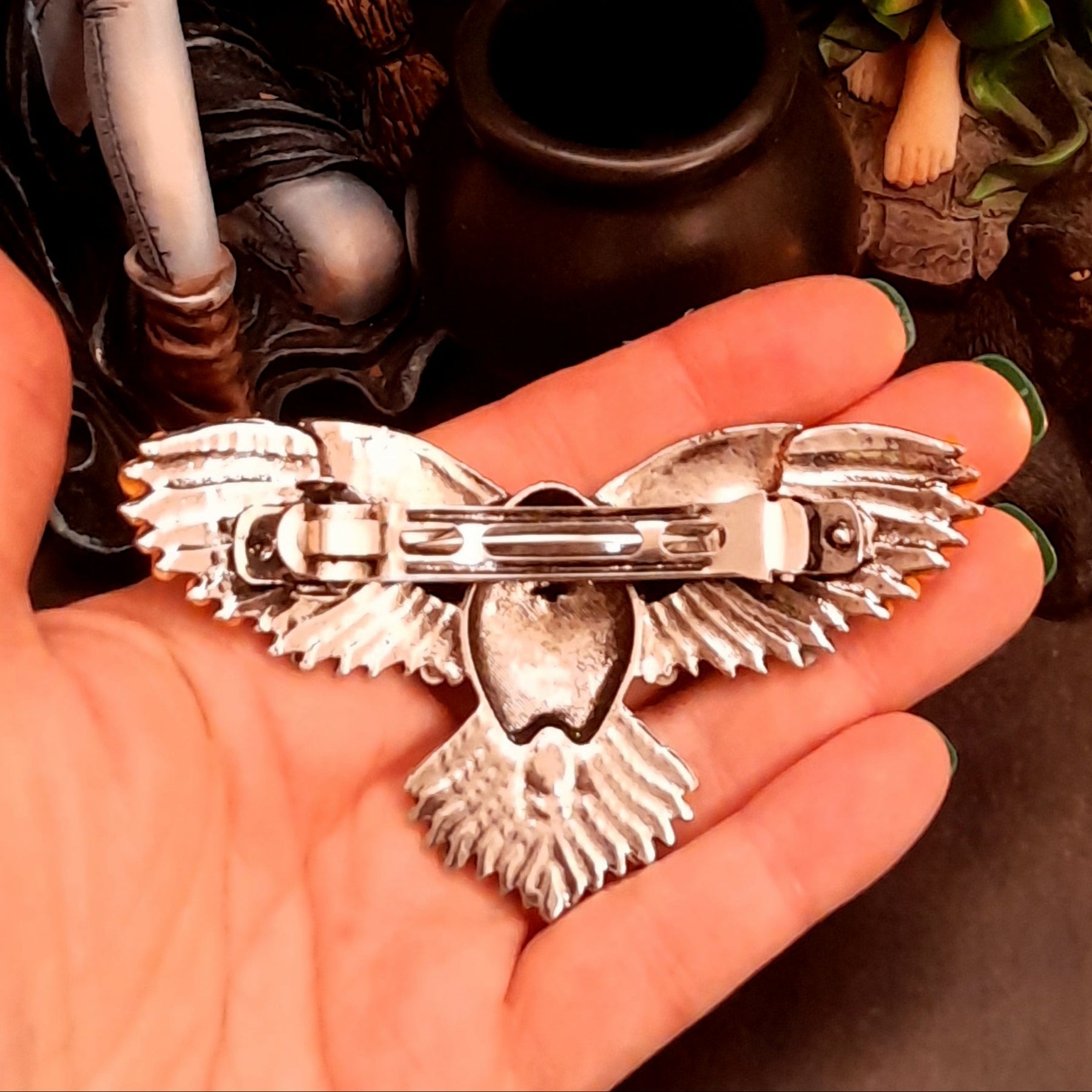 Orange Druzy Gemstones Owl Hairclip