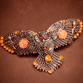 Orange Druzy Gemstones Owl Hairclip