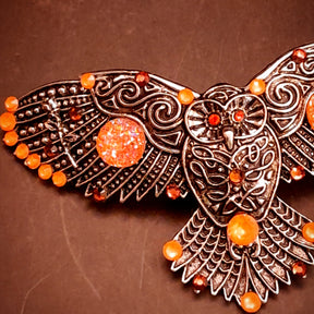 Orange Druzy Gemstones Owl Hairclip