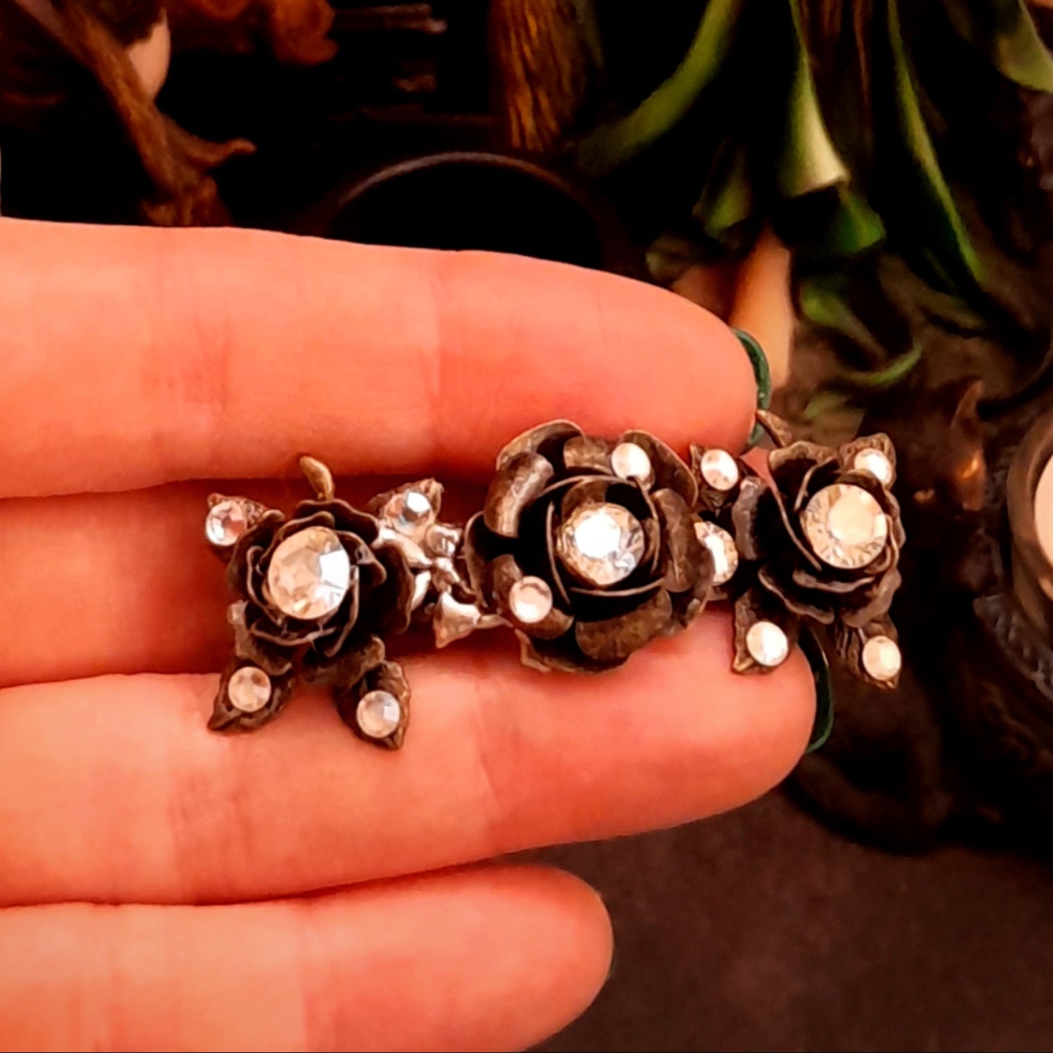 Hairclip Crystal Rose Flowers Barrette