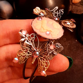 steampunk butterfly bracelet swarovski crystals purple