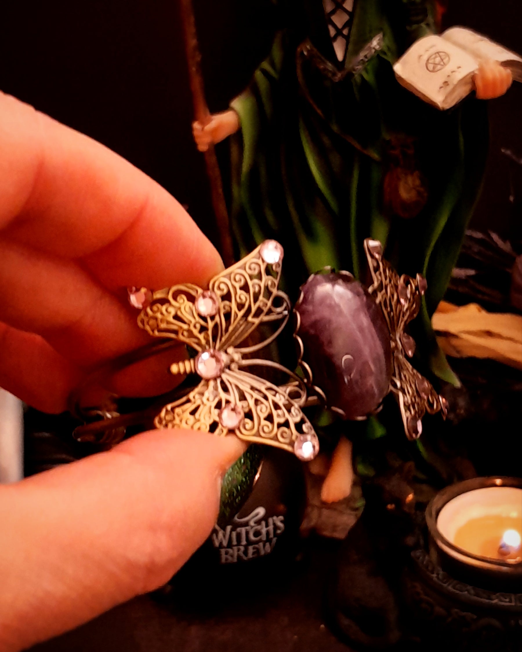 purple amethyst stone cuff bracelet swarovski crystals