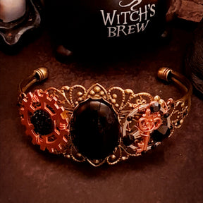 black onyx cuff bracelet swarovski crystals