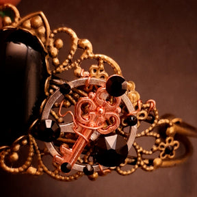 black onyx cuff bracelet swarovski crystals key