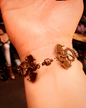 Hand Chain Green Crystals Dragon