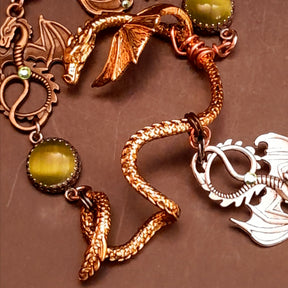 Hand Chain Green Crystals Dragon