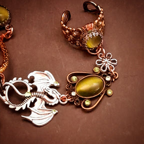 Hand Chain Green Crystals Dragon