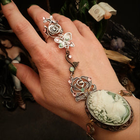 swarovski crystal slave bracelet hand chain green floral