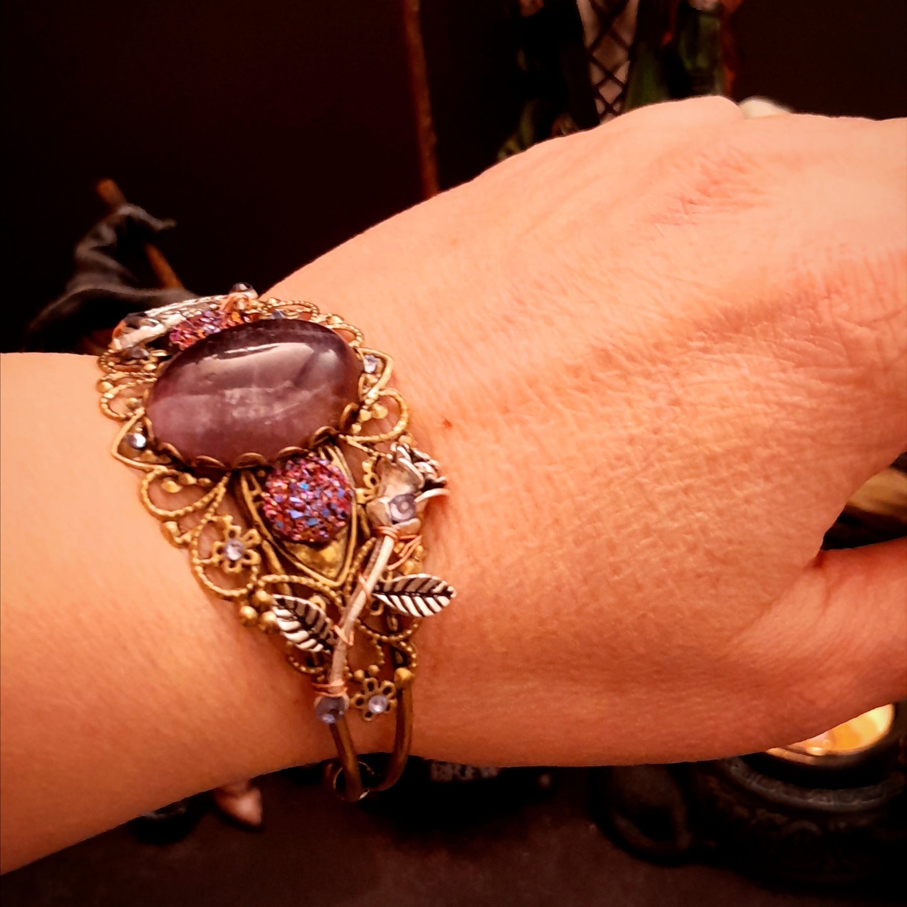 amethyst purple vistorian sty;e bracelet swarovski crystals 
