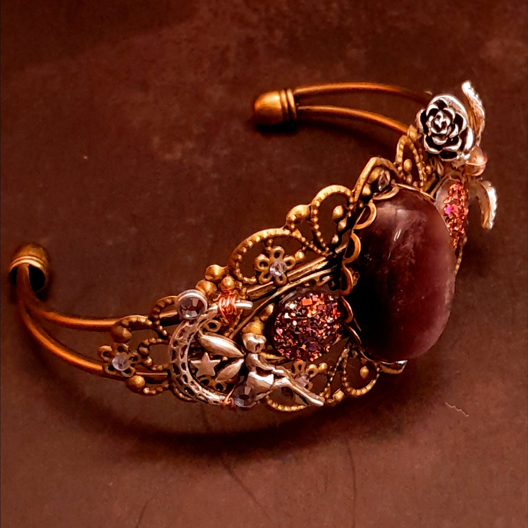 amethyst purple vistorian sty;e bracelet swarovski crystals fairy