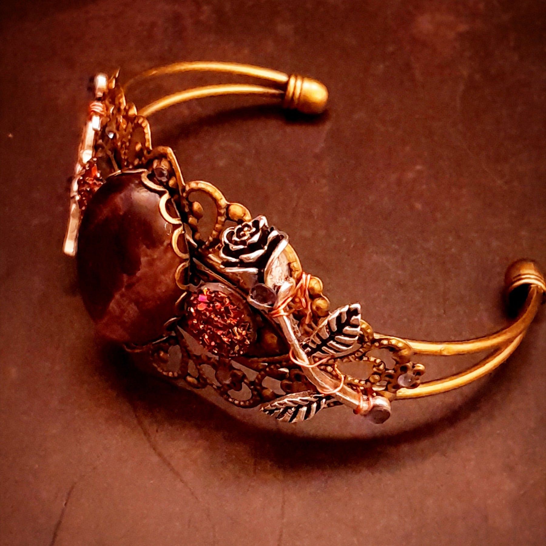 amethyst purple vistorian sty;e bracelet swarovski crystals rose