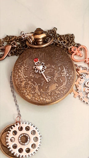 Necklace Pocket Watch Steampunk Crystals