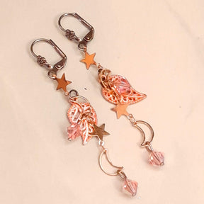 Victorian style rose gold leaf bridal earrings with world-renowned genuine Swarovski crystals — handmade designer AB crystal wedding jewelry, vintage style