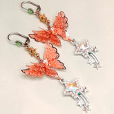 Rose gold Swarovski crystal butterfly earrings handmade Victorian style vintage style fantasy jewelry

