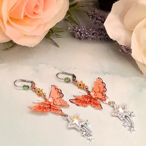 Rose gold butterfly earrings celestial design Swarovski crystals Victorian style vintage style