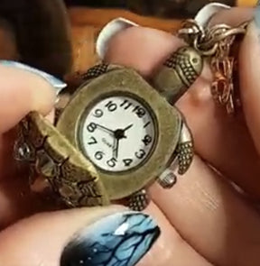 Turtle Clock Keychain Purse Charm