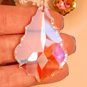 Statement wedding necklace – high-end handmade designer bridal jewelry with large baroque Swarovski crystal, multicolor crystals, and fairy charms, magical fantasy vintage style