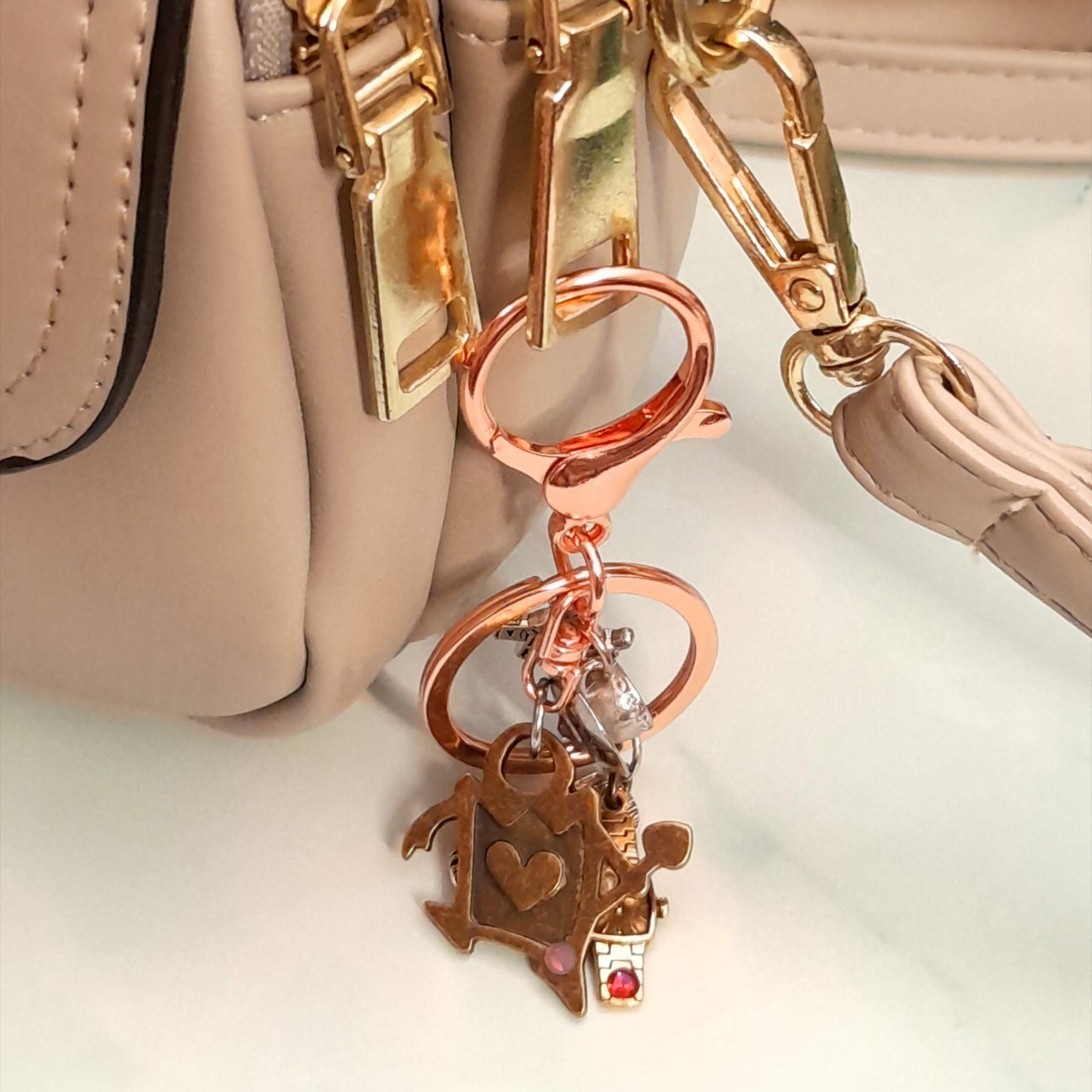 Queen of Hearts Teacup Drink Me tag White Rabbit Swarovski crystal handmade purse charm keychain backpack accessory Rachel Flam Design Victorian style vintage style