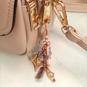 Drink Me tag Queen of Hearts Teacup White Rabbit Swarovski crystal handmade purse charm keychain backpack accessory Rachel Flam Design Victorian style vintage style