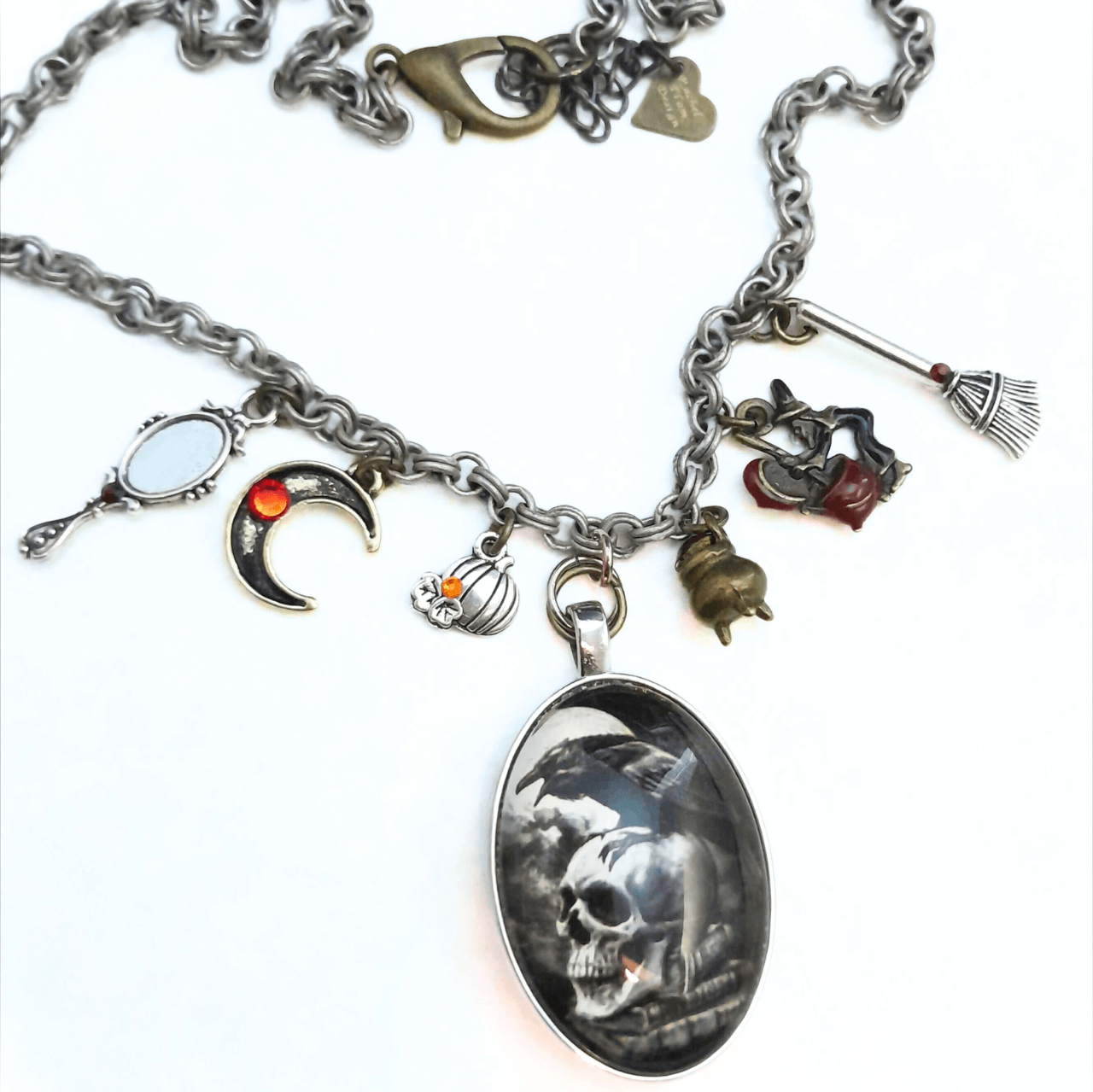 Witchy Crow & Skull Necklace