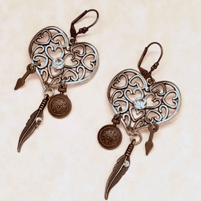 Multi Heart Earrings |Chandelier Steampunk Style
