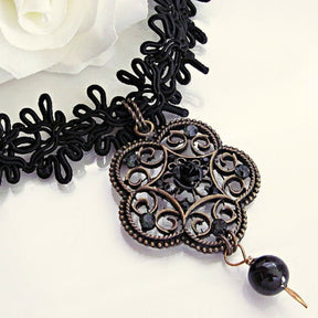Victorian Style Black Choker Necklace Vintage Style