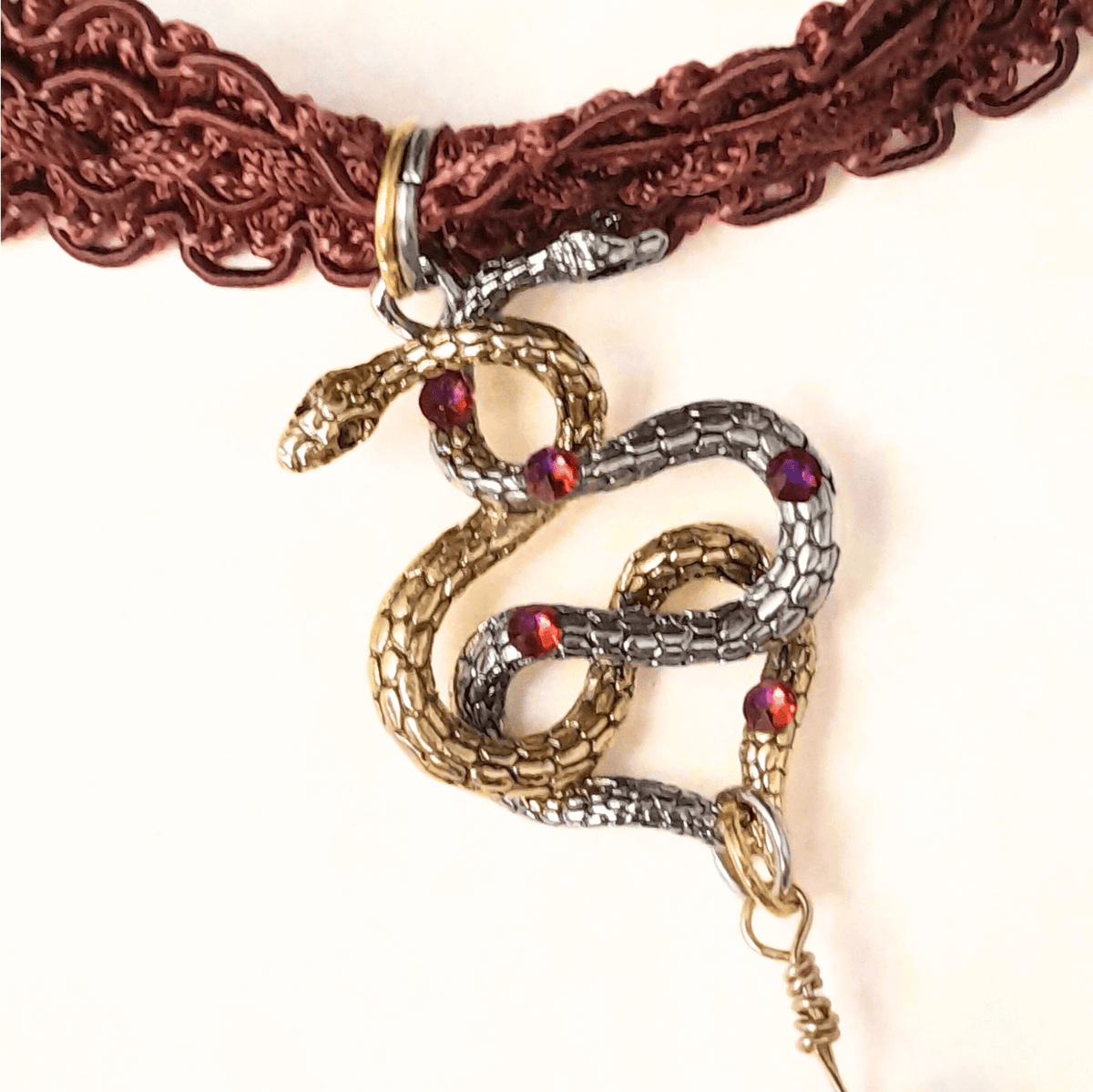 Double Snake Large Crystal Necklace