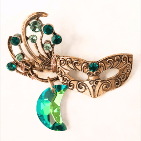 Emerald Green Mask Brooch Pin