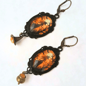 Forest Witch Orange Cabochon Earrings