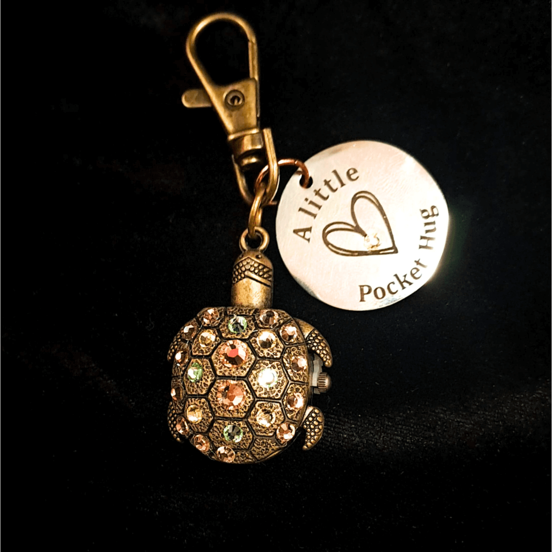Crystal Turtle Keychain Clock