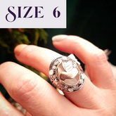 White Cat's Eye Hummingbird Ring - Size 6