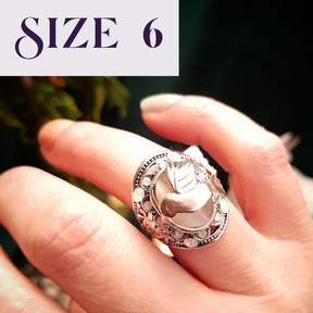 White Cat's Eye Hummingbird Ring - Size 6
