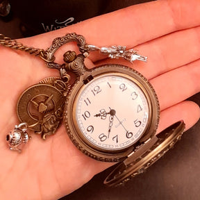 White Rabbit clock charm necklace handmade in Victorian style with vintage romantic details
