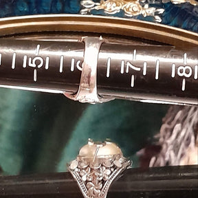 White Cat's Eye Hummingbird Ring - Size 6