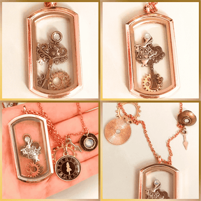 Necklace Locket Rectangle Openable Pendant Alice in Wonderland