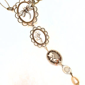 White Cat's Eye Hummingbird Necklace