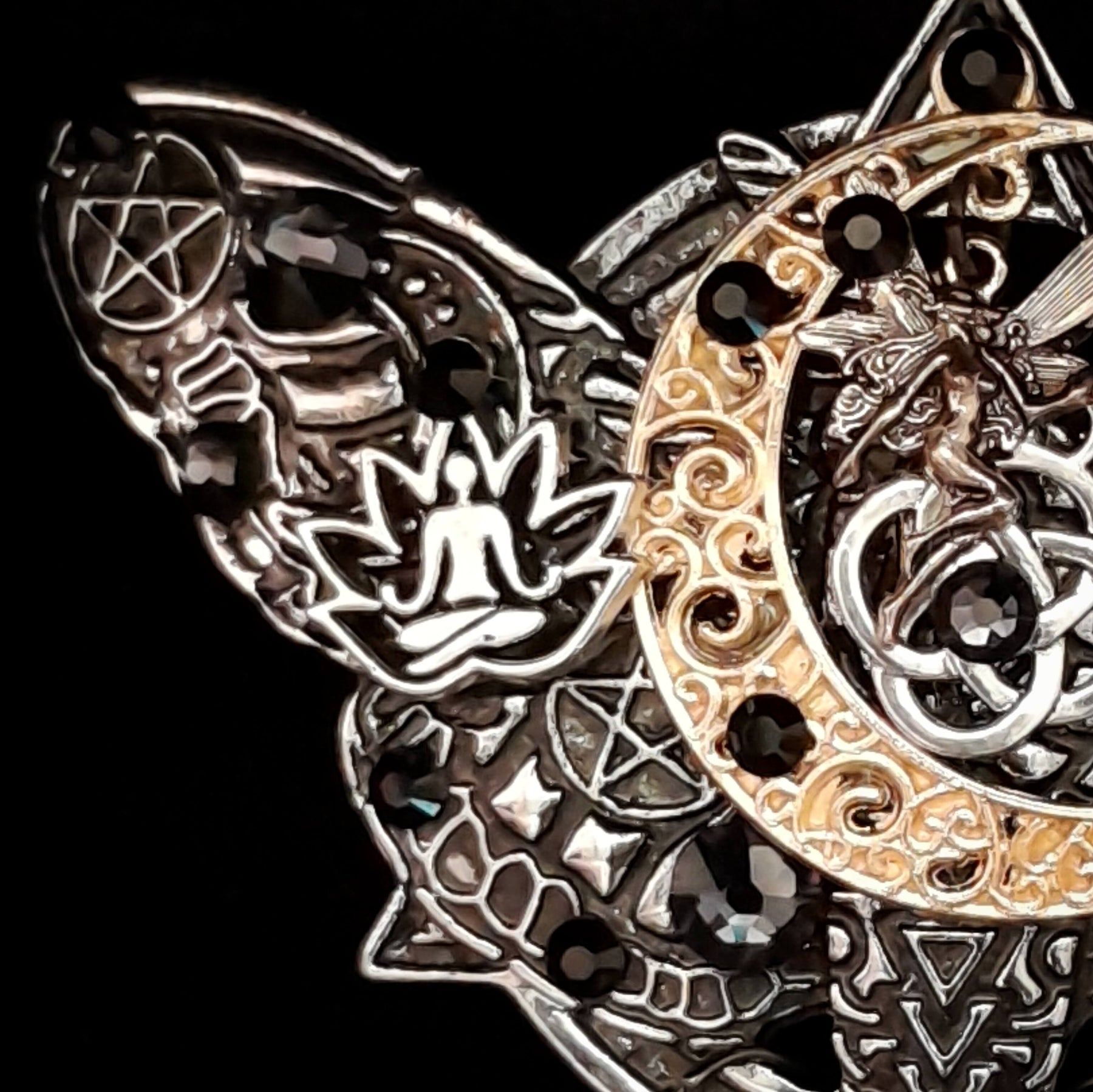 Hairclip Black Crystal Moon Bohemian Style Barrette