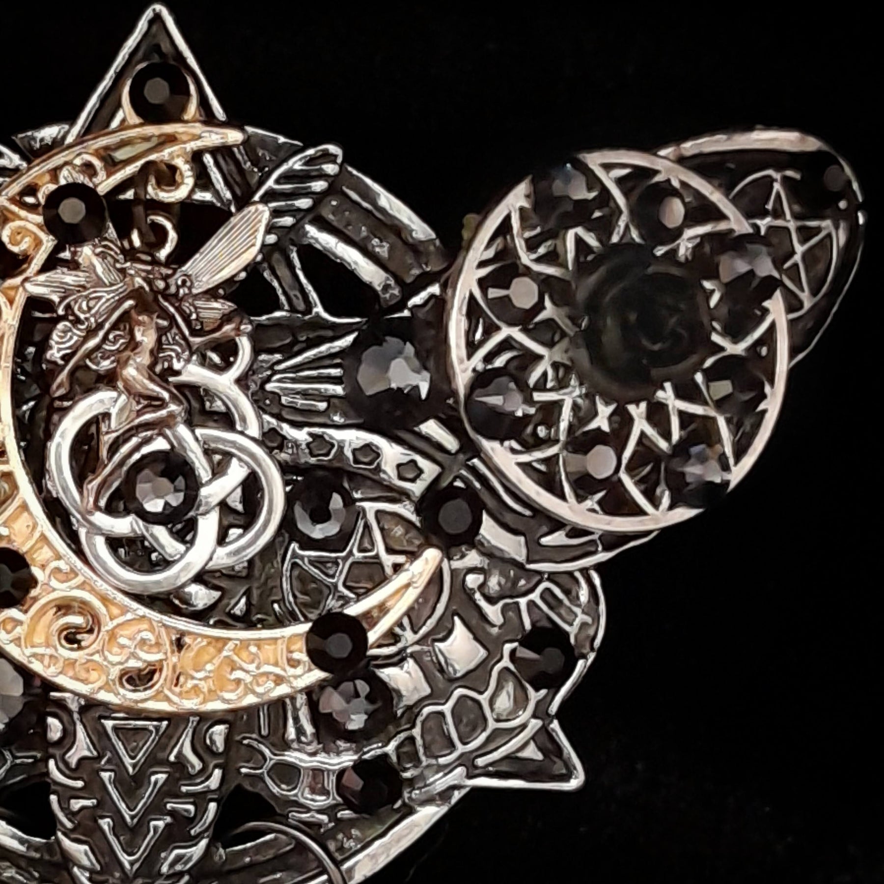 Hairclip Black Crystal Moon Bohemian Style Barrette
